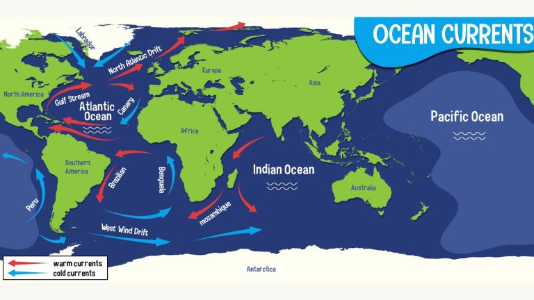 प्रमुख ठंडी और गरम महासागरीय धाराए मानचित्र सहित व्याख्या