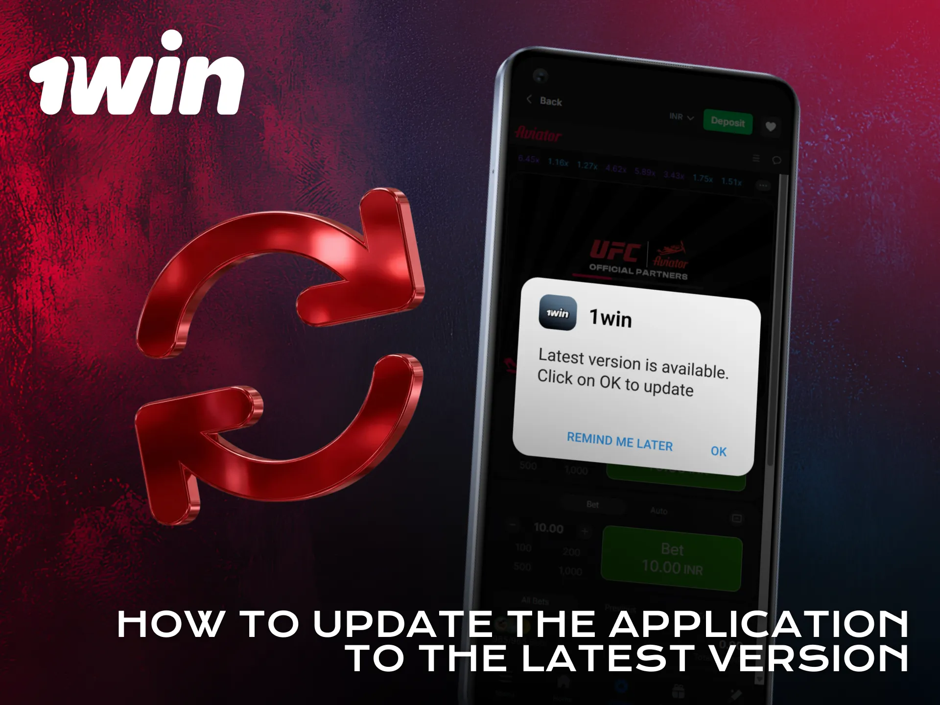 Update Aviator to the latest version using the 1win app.