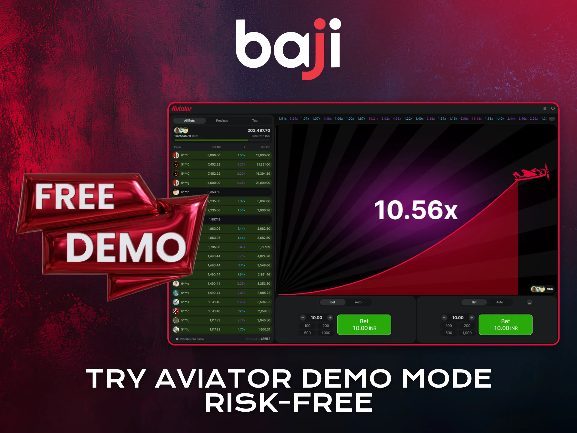 Try Aviator demo mode on Baji Live without risking real money.
