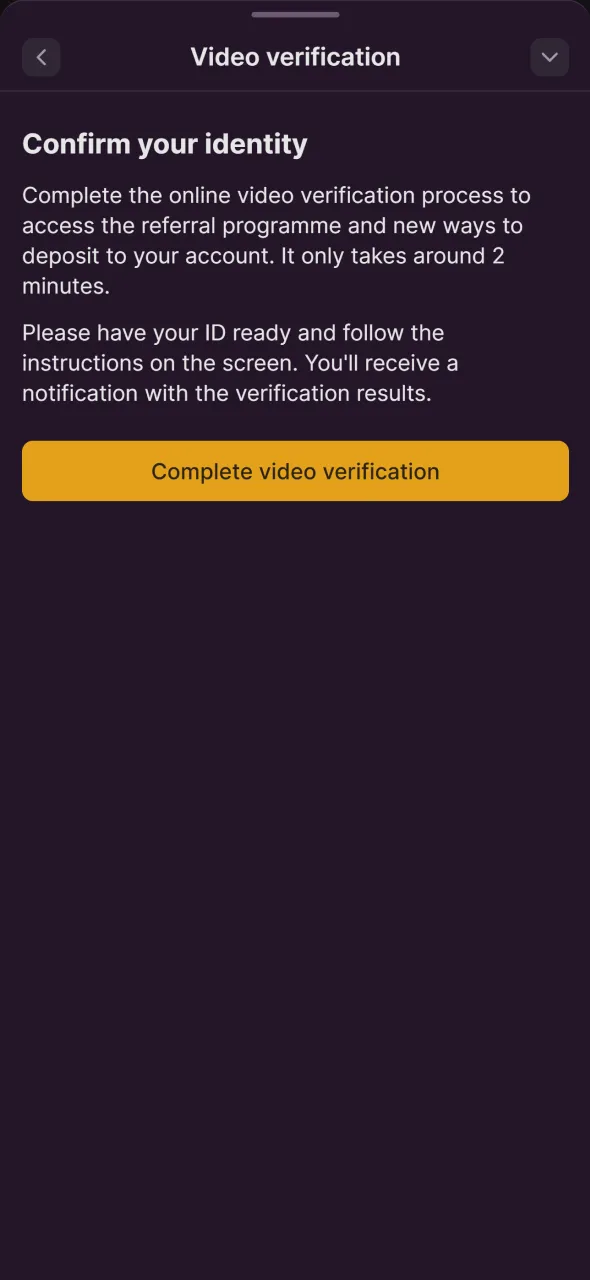 Confirm identity to access full Aviator features in Batery app.