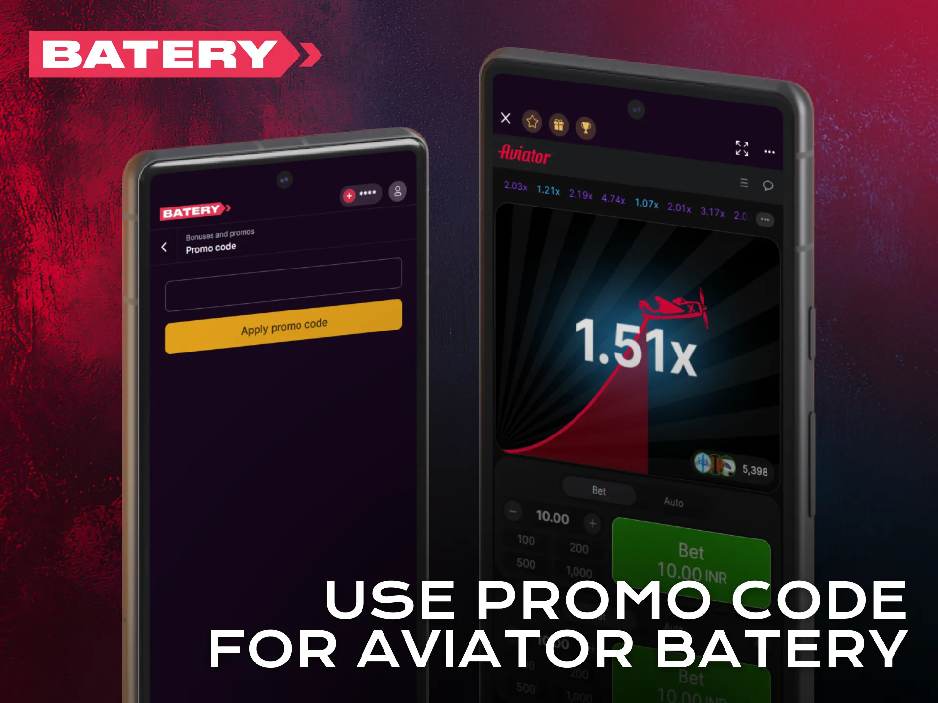 Apply bonus code to enhance Aviator play in Batery application.