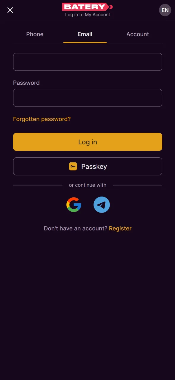 Launch the web app and start playing Aviator on Batery.
