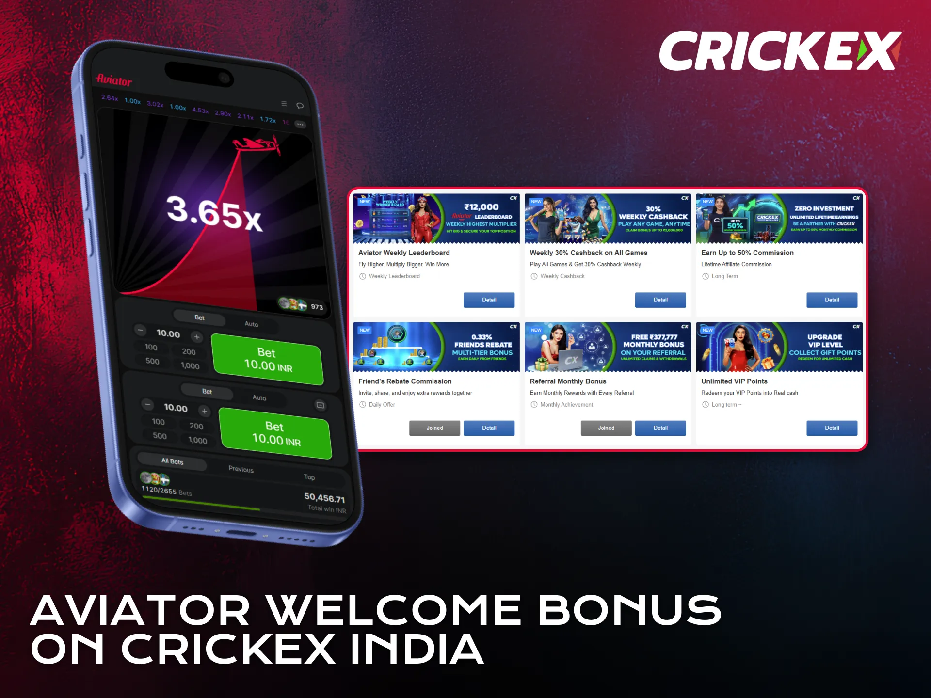 Receive Aviator welcome rewards through the Crickex application in India.