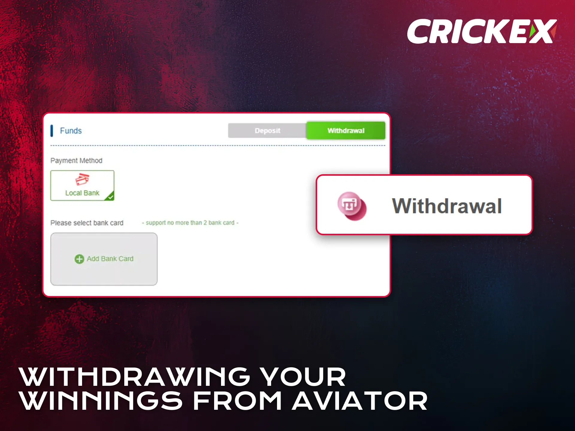 Withdraw your winnings easily after playing Aviator on Crickex.