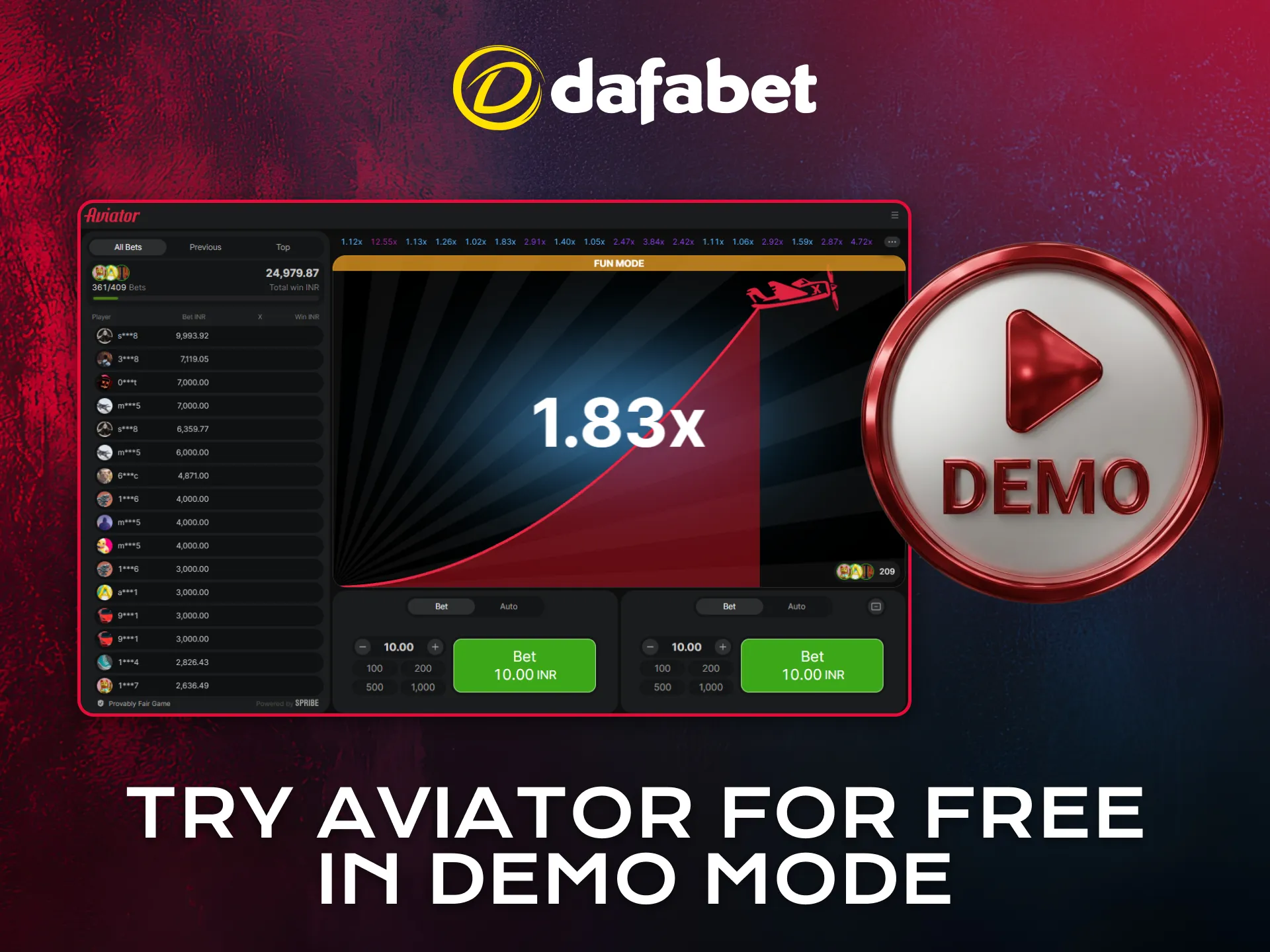Try Aviator in demo mode on Dafabet before betting real money.