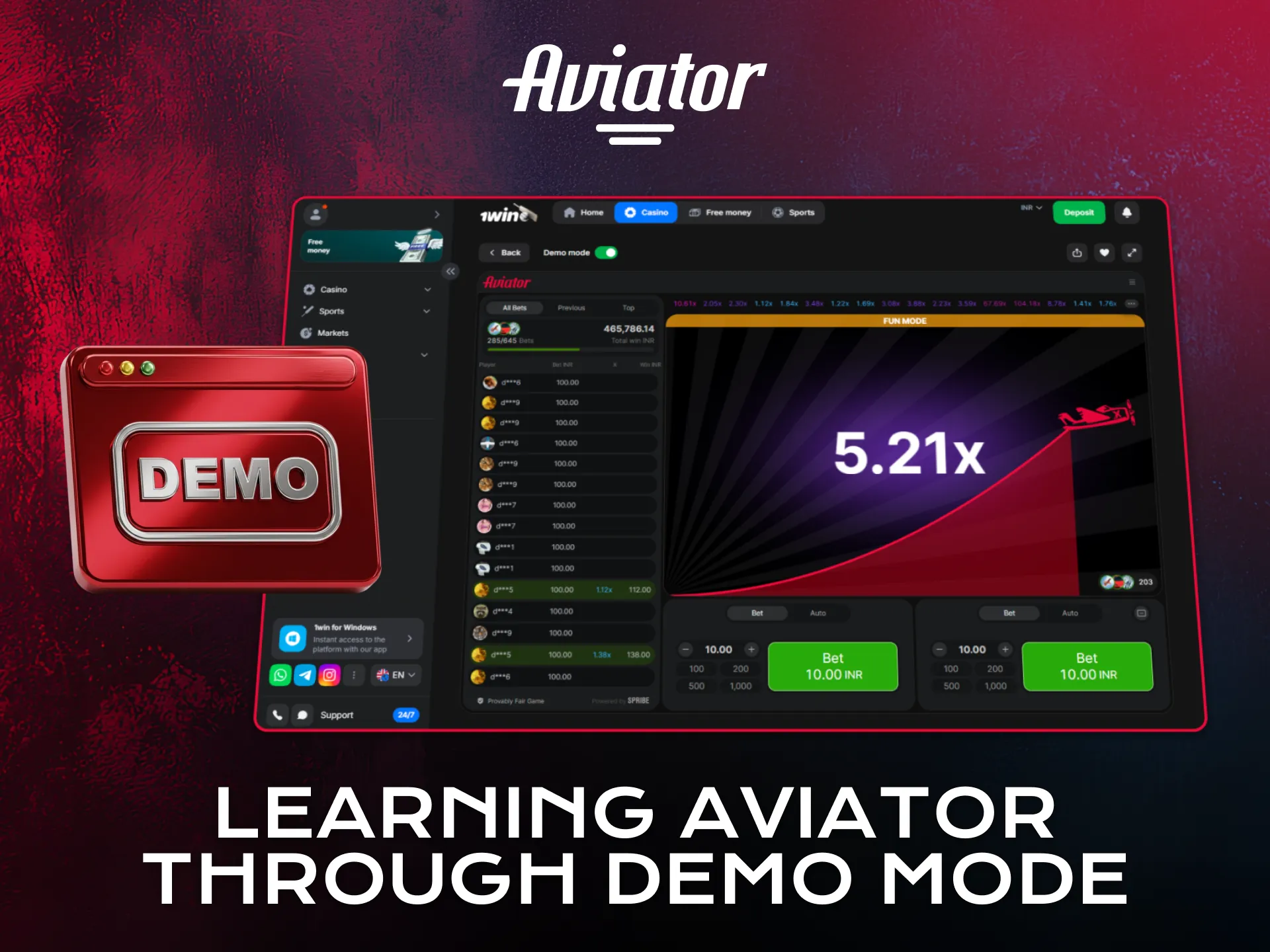 Practice using demo mode to learn Aviator without risk.