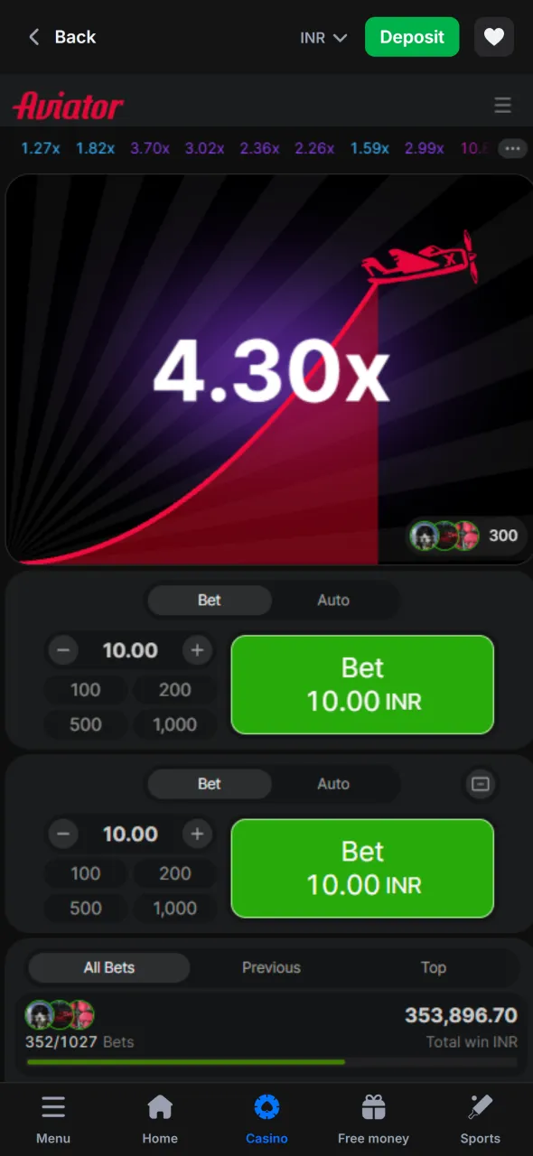 Place your bet and enjoy dynamic gameplay in Aviator.