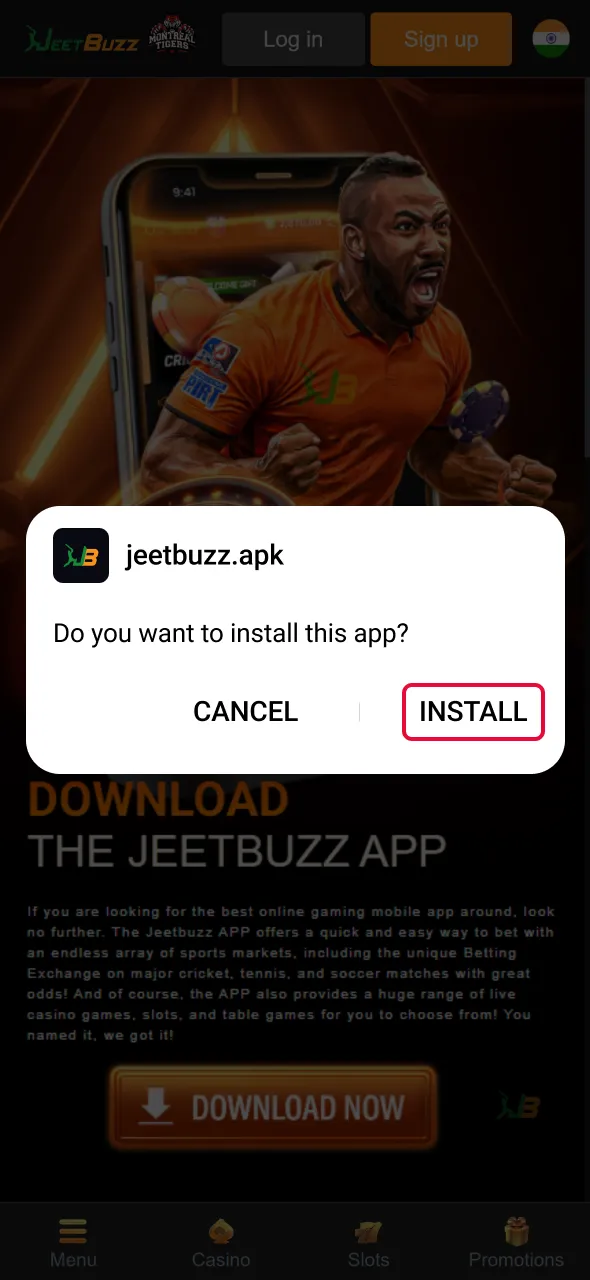 Launch the file to install Aviator through the Jeetbuzz app.