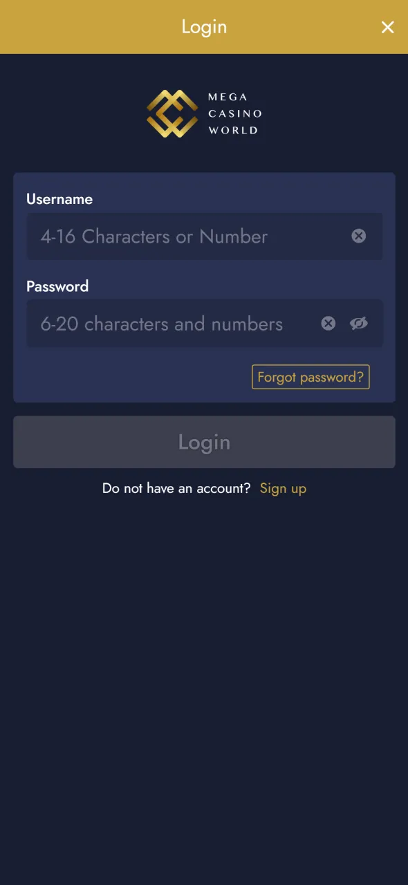 Log in and launch Aviator via the Mega Casino World app instantly.