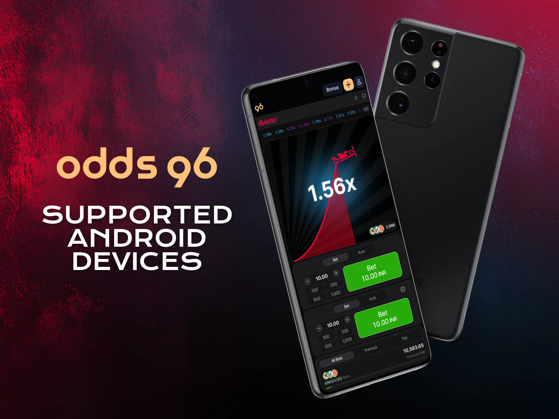 Check supported Android devices for Aviator in Odds96 application.