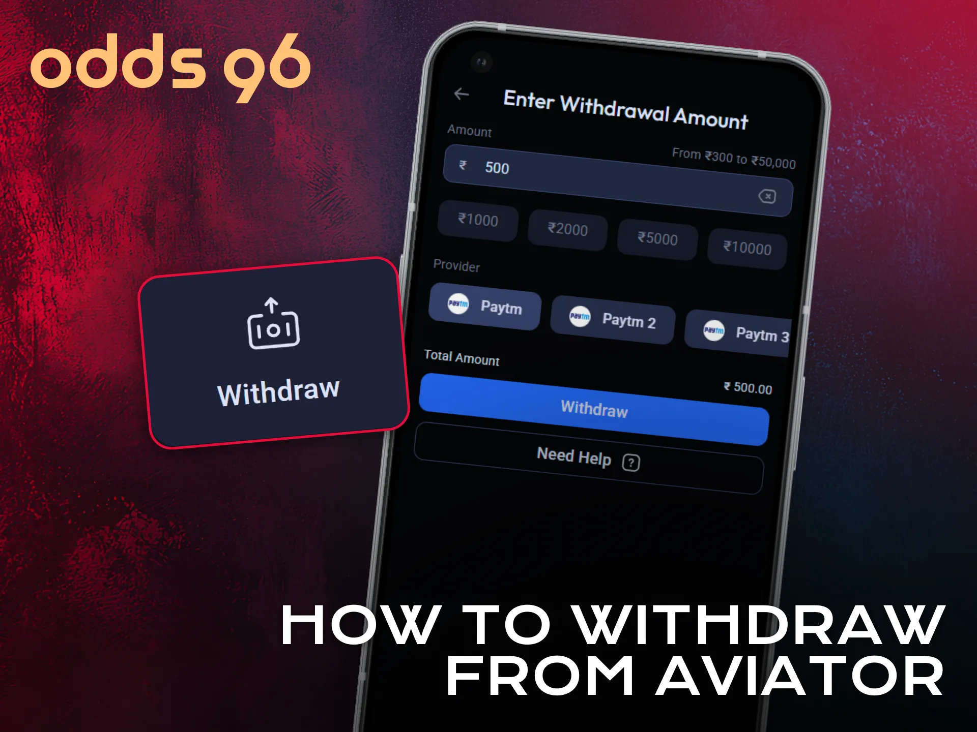 Withdraw winnings from Aviator easily using the Odds96 app.