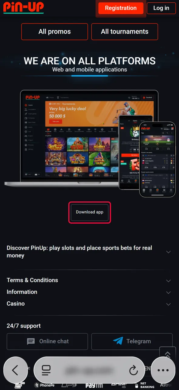 Find iOS button and start Aviator setup on Pin-Up.