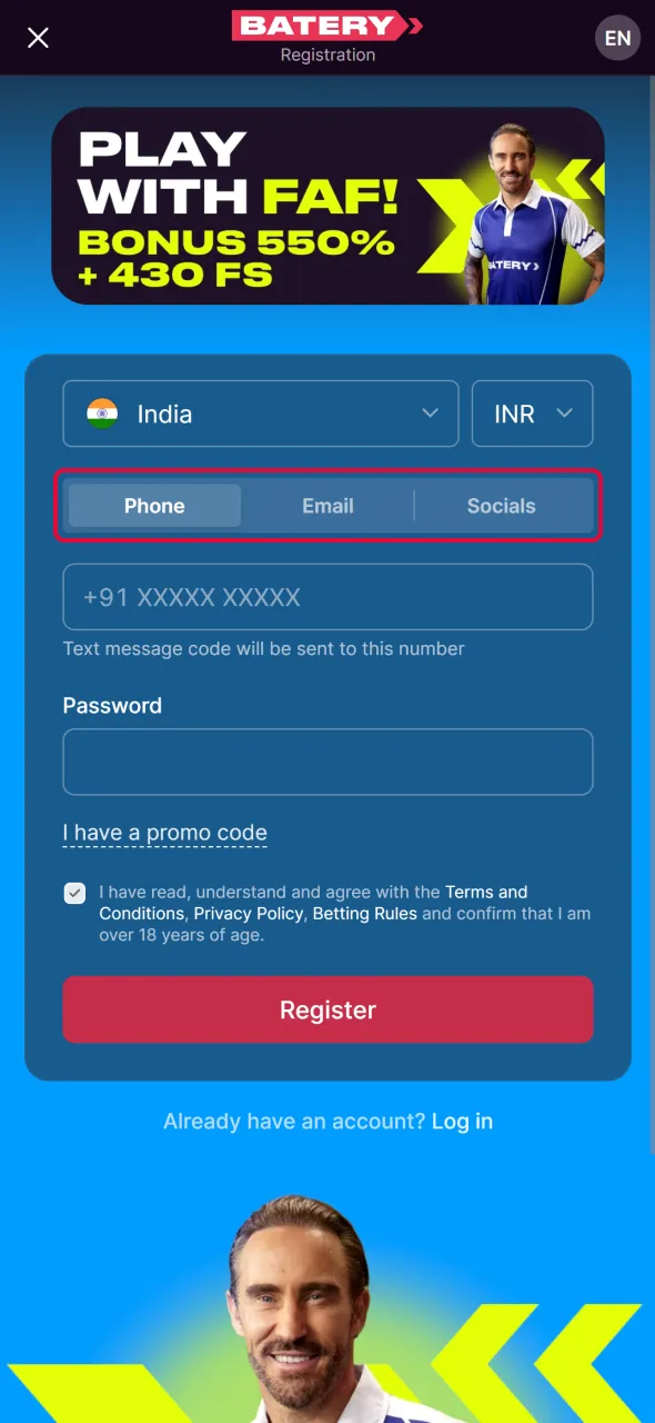 Select method to continue Aviator registration smoothly.