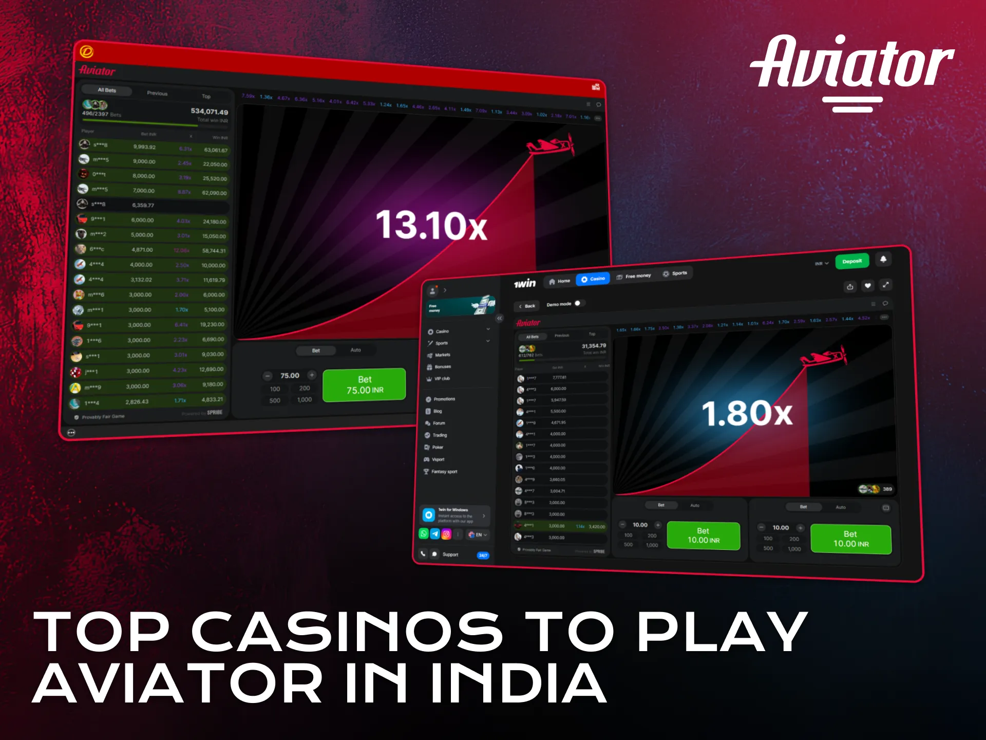 Discover top casinos where you can play Aviator in India.